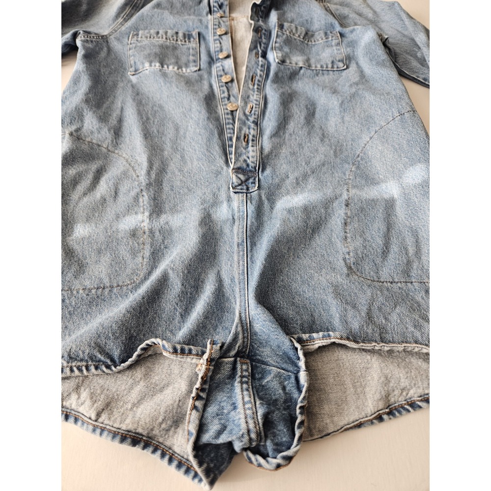 Madewell Denim Shorts Romper Long Sleeve Button-Up Jumpsuit XL - Picture 3 of 16